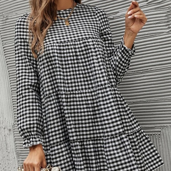 Checkered Ruffle Smock Dress - Picture 6 of 6